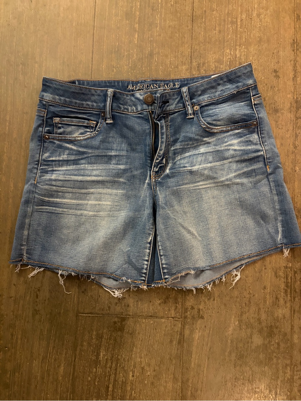 American Eagle Outfitters Light Blue Distressed Denim Shorts
